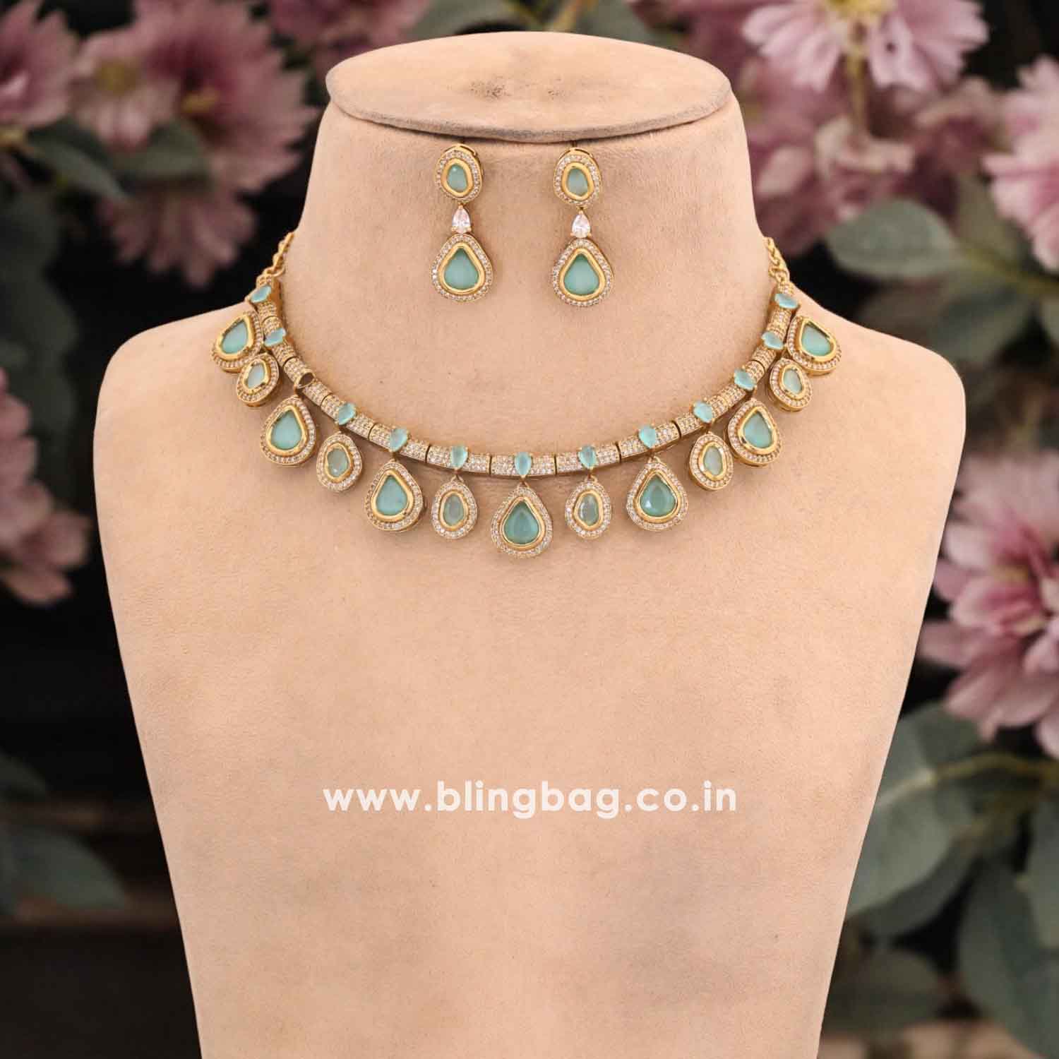 Turquoise Chintz Hasli Victorian Jewellery Set - New Arrival - Image 2