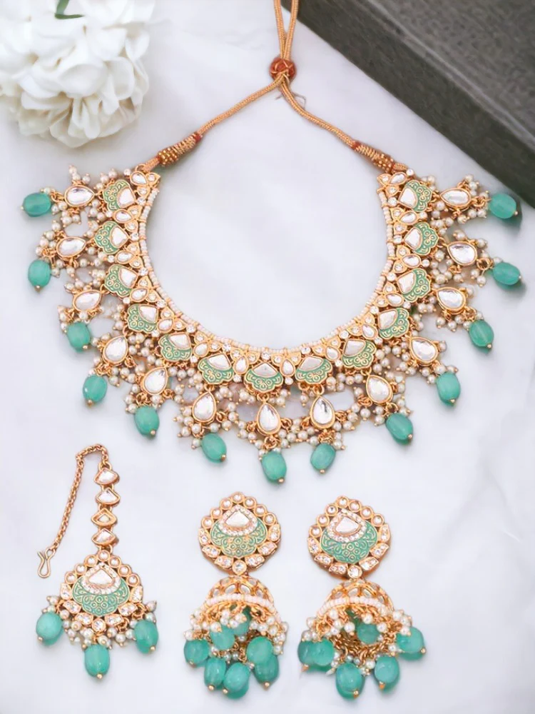Turquoise Dhamini Jewellery Set - Image 2