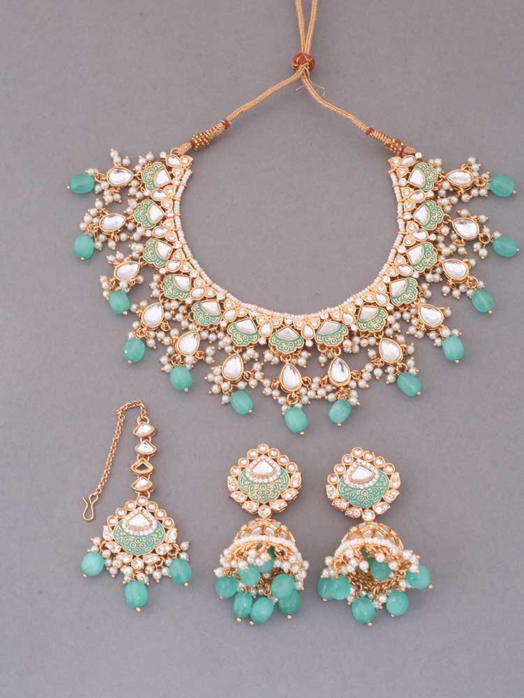 Turquoise Dhamini Jewellery Set - Image 3