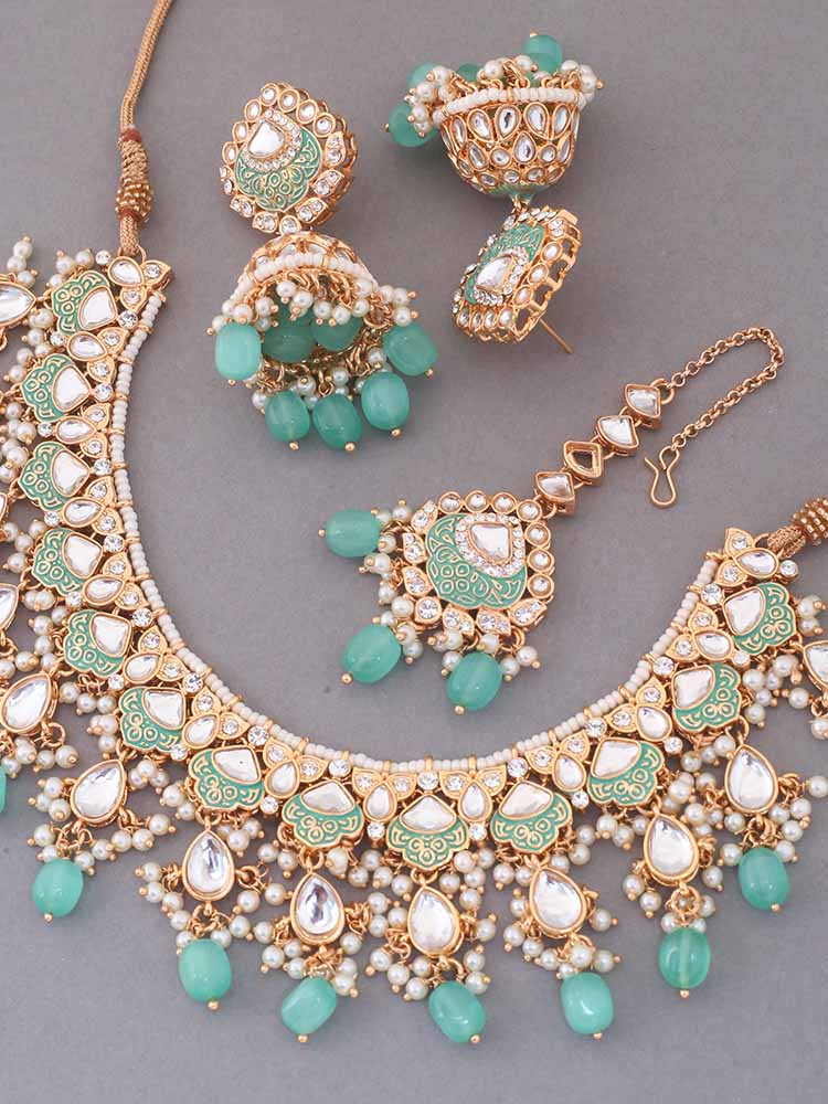 Turquoise Dhamini Jewellery Set - Image 4