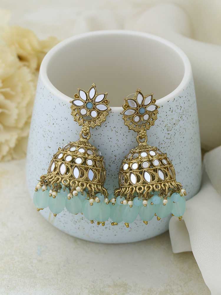 Turquoise Dhasan Jhumkis