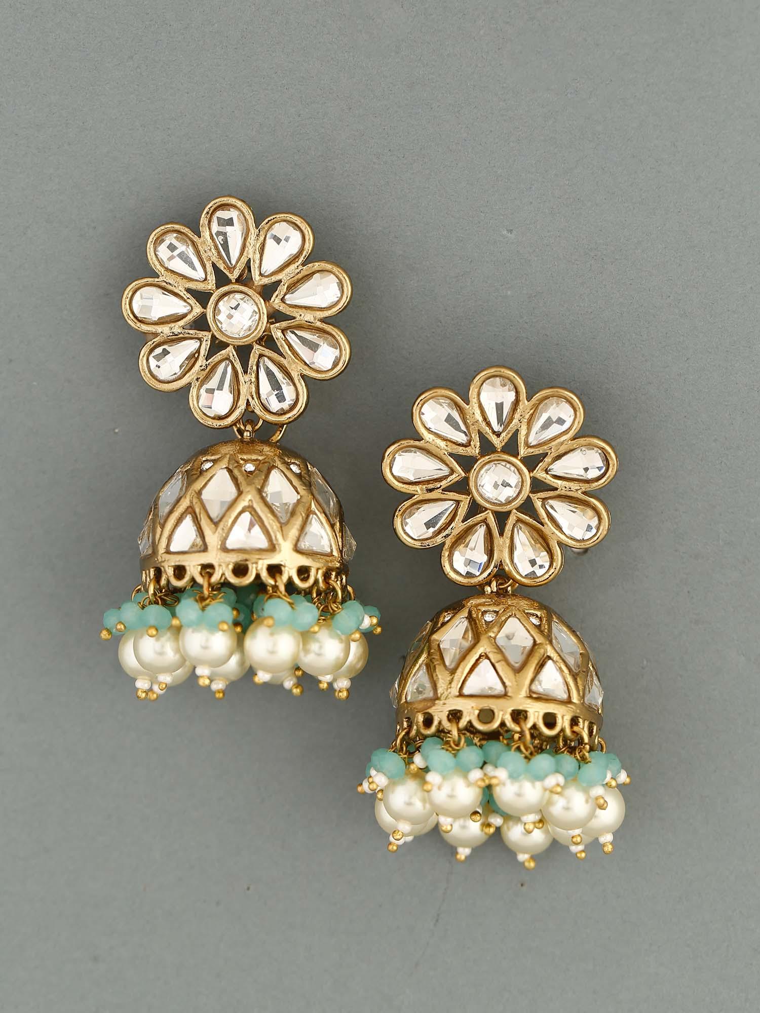 Turquoise Jayrani Jhumkis - Image 3