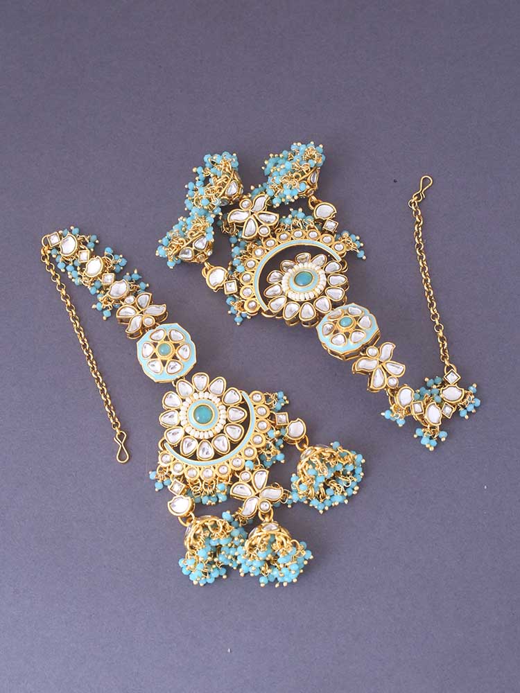 Turquoise Kasi Jhumkis - Image 3