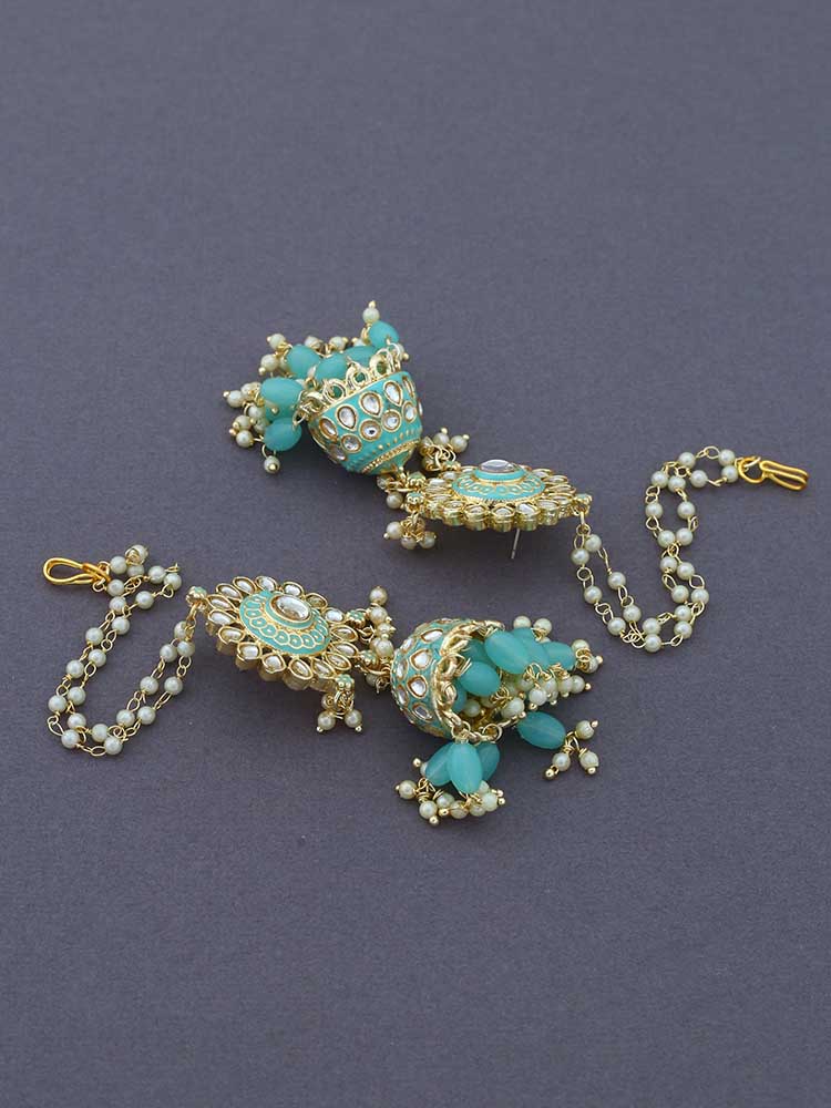 Turquoise Khoh Sahara Jhumkis - Image 3