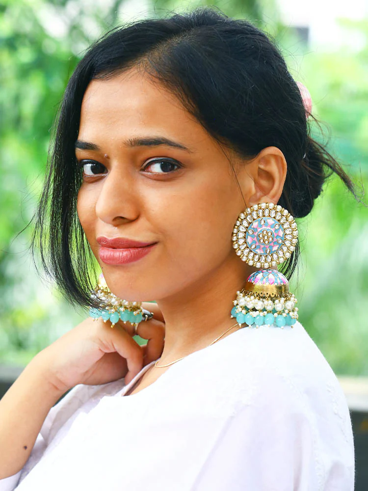 Turquoise Kritika Jhumkis - EOSS - Image 2