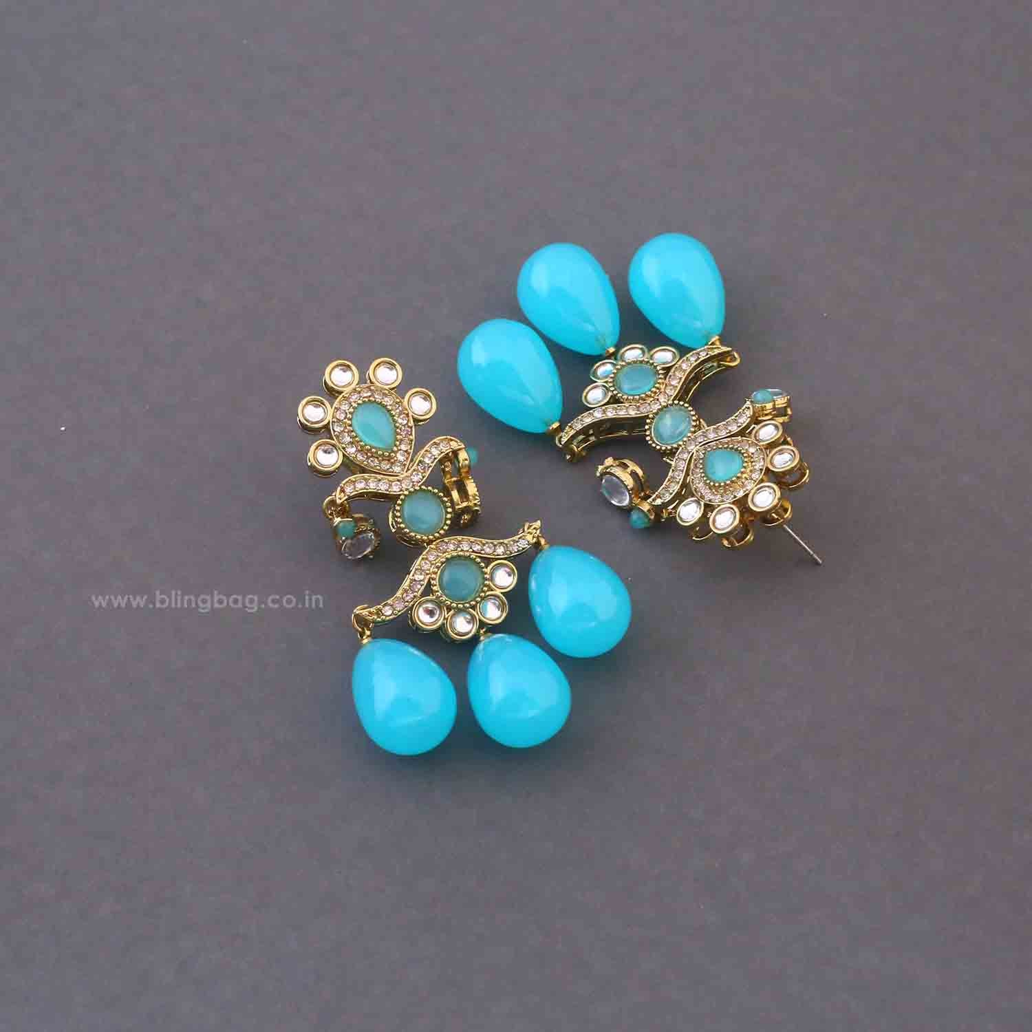 Turquoise Kumud Danglers - Image 3