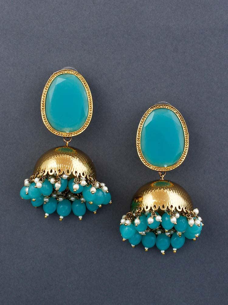 Turquoise Magna Shesha Jhumkis - Image 4