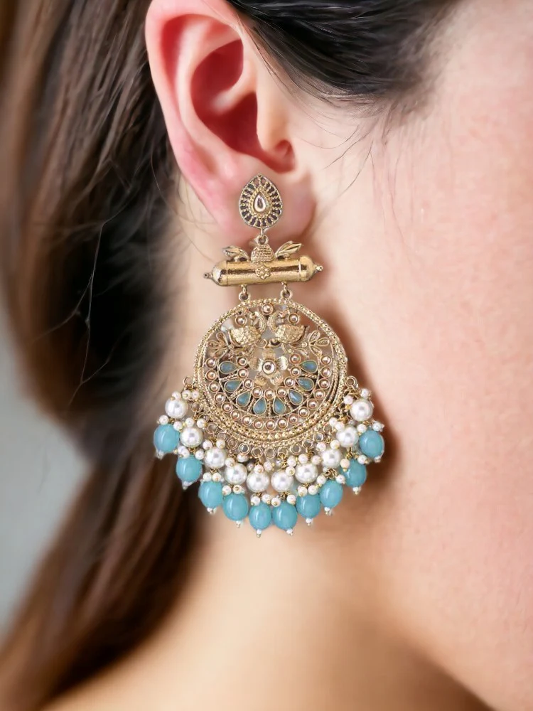 Turquoise Rajshri Chandbalis - Image 2