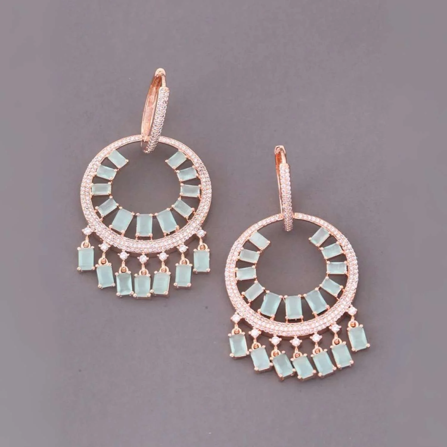 Turquoise Saranda Zirconia Danglers - Image 4