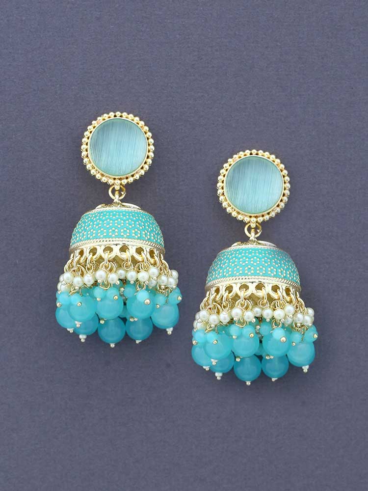 Turquoise Soraya Jhumkis - Image 2