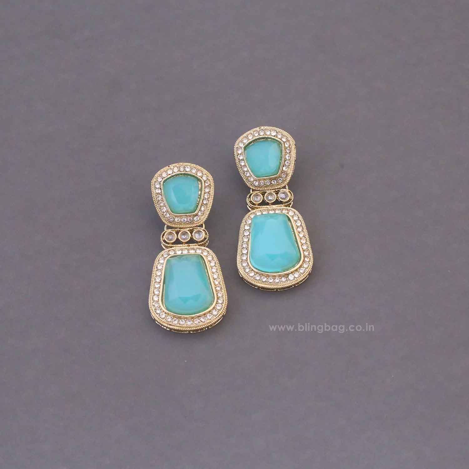 Turquoise Srilekha Danglers - Image 2