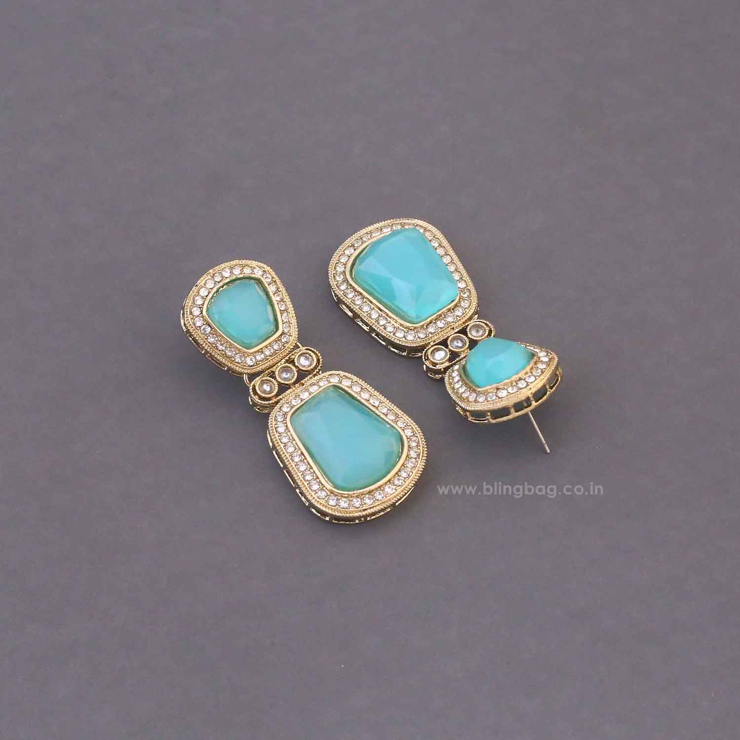Turquoise Srilekha Danglers - Image 3