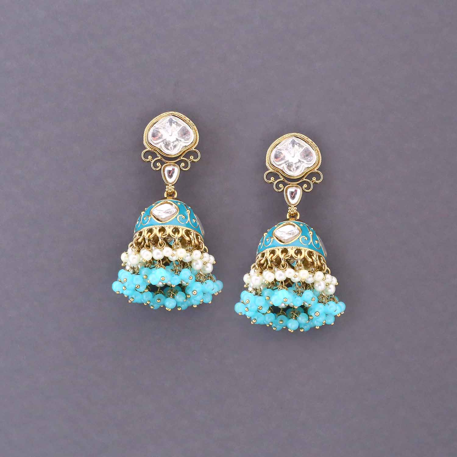 Turquoise Taruni Jhumkis - Image 2