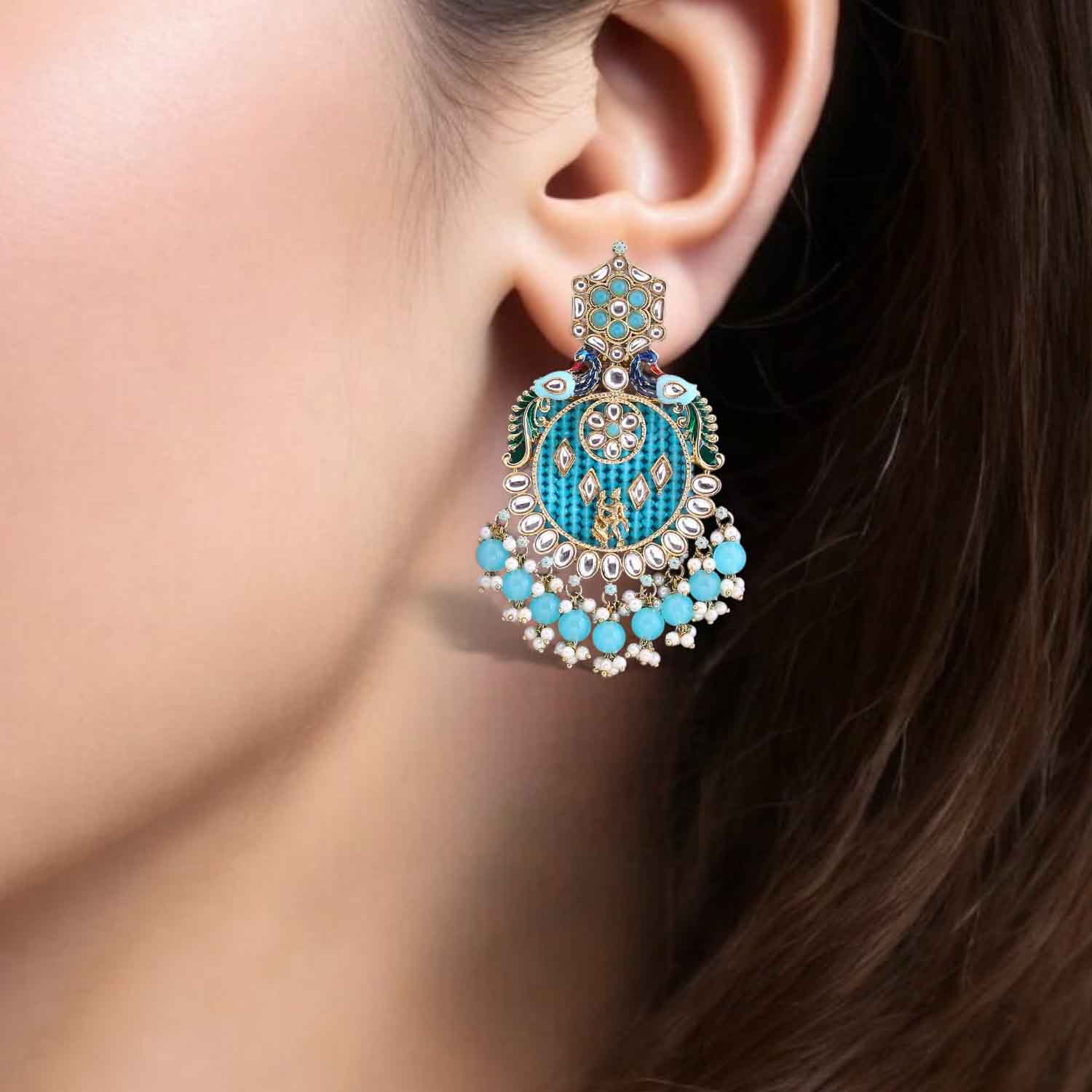 Turquoise Yasmeen Chandbalis - Image 2